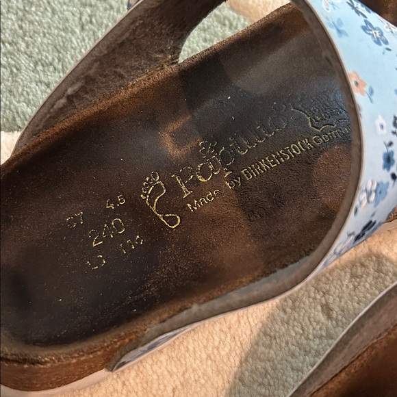 Birkenstock Papillio Gizeh Thong Leather Sandals Floral Butterflies Blue - Picture 12 of 17